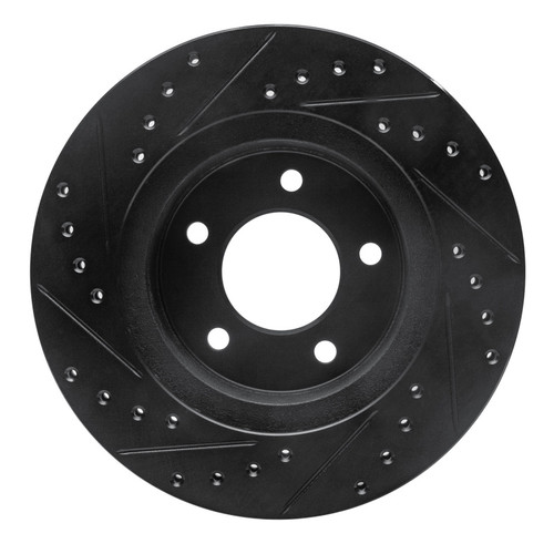R1 87-90 Dodge Dakota 4WD Front Right Drilled & Slotted Black Brake Rotor