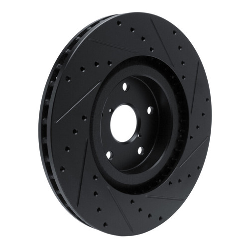 R1 -23 Subaru Ascent Front Left Drilled & Slotted Black Brake Rotor