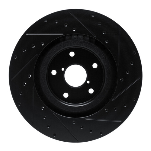 R1 -23 Subaru Ascent Front Left Drilled & Slotted Black Brake Rotor