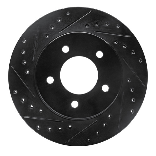 R1 87-90 Dodge Dakota 4WD Front Left Drilled & Slotted Black Brake Rotor