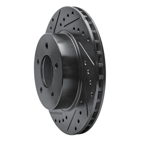 R1 87-90 Dodge Dakota 4WD Front Left Drilled & Slotted Black Brake Rotor
