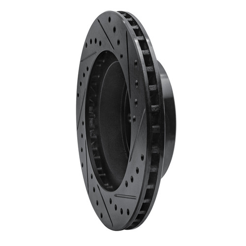 R1 87-90 Dodge Dakota 4WD Front Left Drilled & Slotted Black Brake Rotor