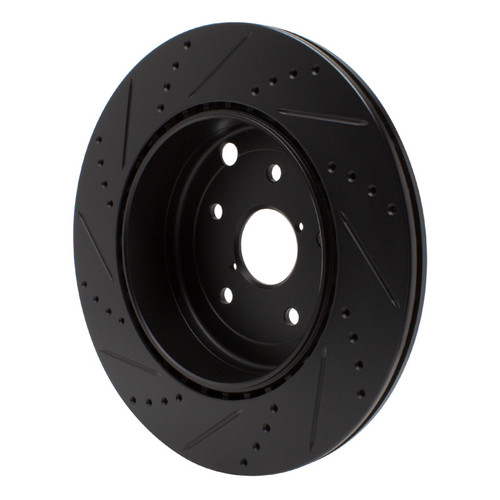 R1 18-25 Subaru WRX Rear Right Drilled & Slotted Black Brake Rotor