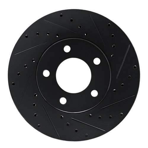 R1 87-90 Chrysler Town & Country Front Right Drilled & Slotted Black Brake Rotor