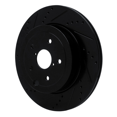 R1 18-25 Subaru WRX Rear Left Drilled & Slotted Black Brake Rotor