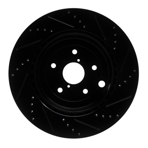 R1 18-25 Subaru WRX Rear Left Drilled & Slotted Black Brake Rotor