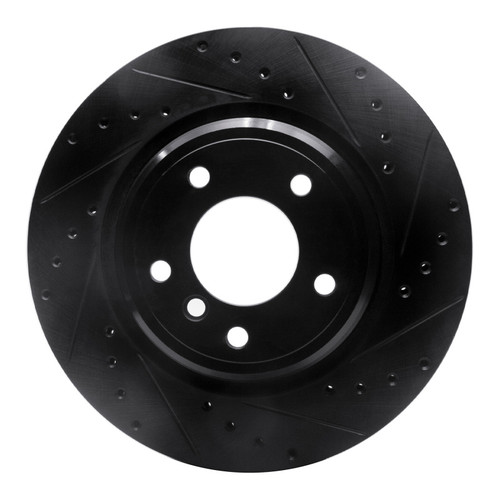 R1 95-03 BMW 750IL Rear Right Drilled & Slotted Black Brake Rotor