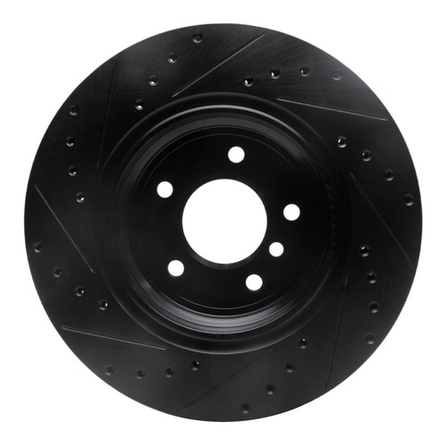 R1 95-03 BMW 750IL Rear Right Drilled & Slotted Black Brake Rotor