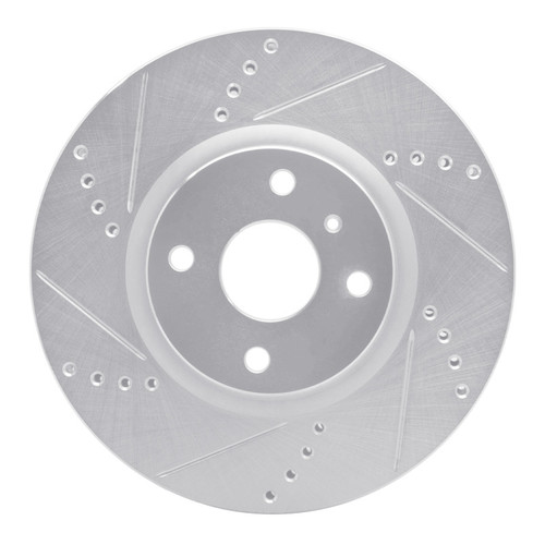 R1 2016-2025 Fiat 124 Spider Front Left Drilled & Slotted Silver Brake Rotor