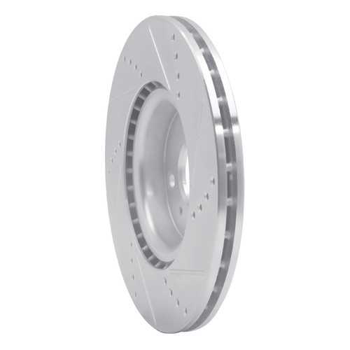 R1 2016-2025 Fiat 124 Spider Front Left Drilled & Slotted Silver Brake Rotor