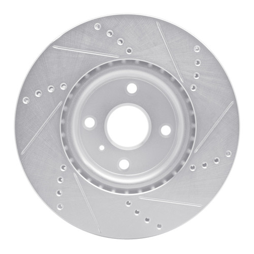 R1 2016-2025 Fiat 124 Spider Front Left Drilled & Slotted Silver Brake Rotor