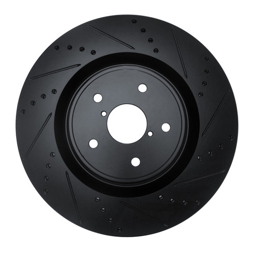 R1 18-25 Subaru WRX STI Front Right Drilled & Slotted Black Brake Rotor