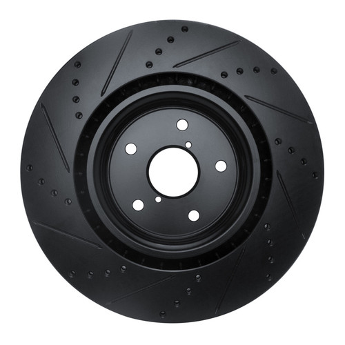 R1 18-25 Subaru WRX STI Front Right Drilled & Slotted Black Brake Rotor