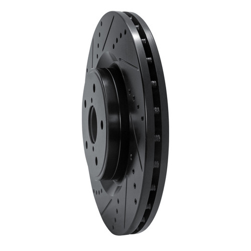 R1 18-25 Subaru WRX Front Left Drilled & Slotted Black Brake Rotor