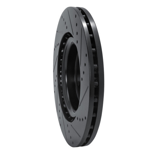 R1 18-25 Subaru WRX Front Left Drilled & Slotted Black Brake Rotor