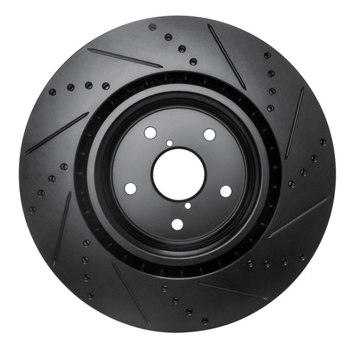 R1 18-25 Subaru WRX Front Left Drilled & Slotted Black Brake Rotor