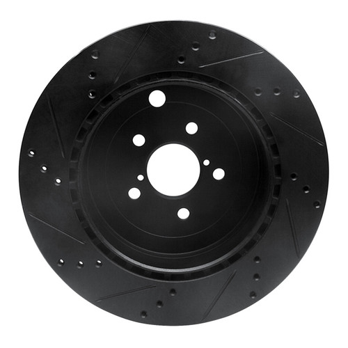R1 17-25 Subaru BRZ Rear Right Drilled & Slotted Black Brake Rotor