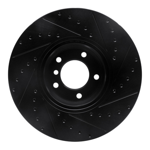 R1 95-01 BMW 750IL Front Left Drilled & Slotted Black Brake Rotor