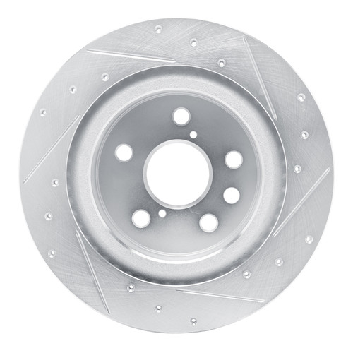 R1 2021-2025 Lexus IS300 Rear Left Drilled & Slotted Silver Brake Rotor
