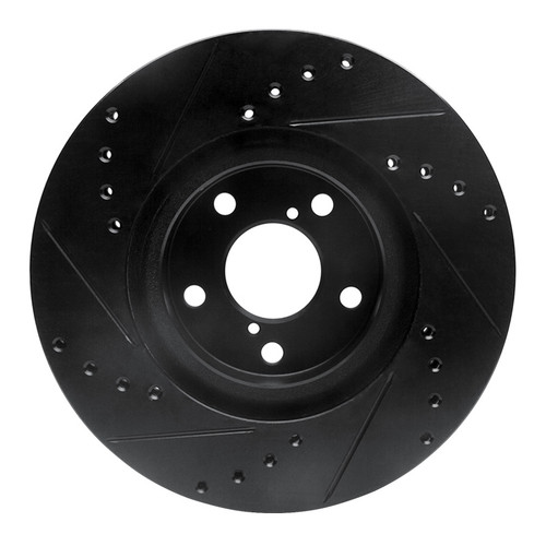 R1 17-23 Subaru Impreza Front Right Drilled & Slotted Black Brake Rotor