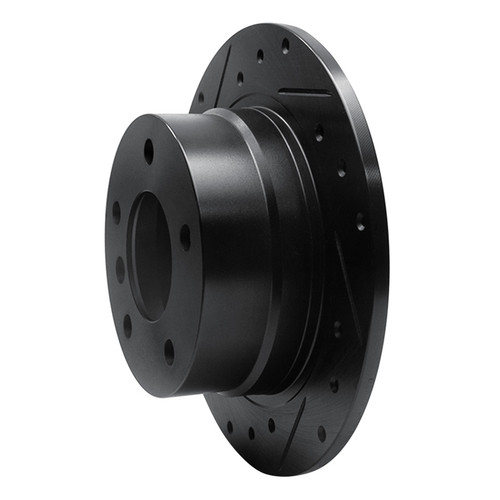 R1 95-99 BMW 318TI Rear Left Drilled & Slotted Black Brake Rotor