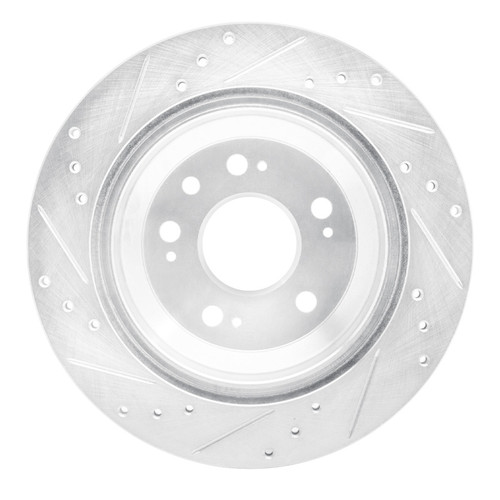 R1 2005-2012 Acura RL Rear Right Drilled & Slotted Silver Brake Rotor