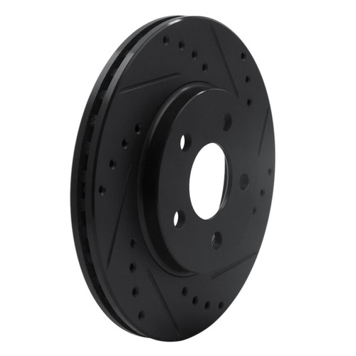 R1 86-90 Chrysler Town & Country Front Right Drilled & Slotted Black Brake Rotor