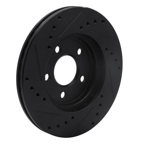 R1 86-90 Chrysler Town & Country Front Right Drilled & Slotted Black Brake Rotor