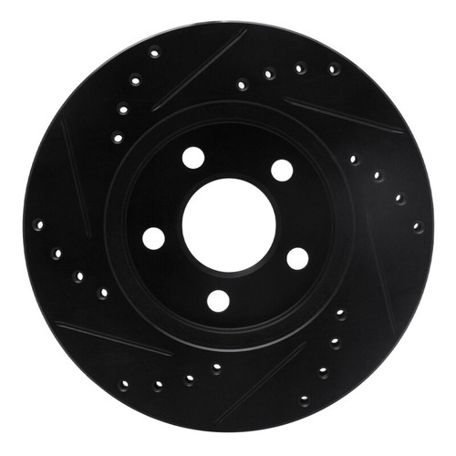 R1 86-90 Chrysler Town & Country Front Right Drilled & Slotted Black Brake Rotor