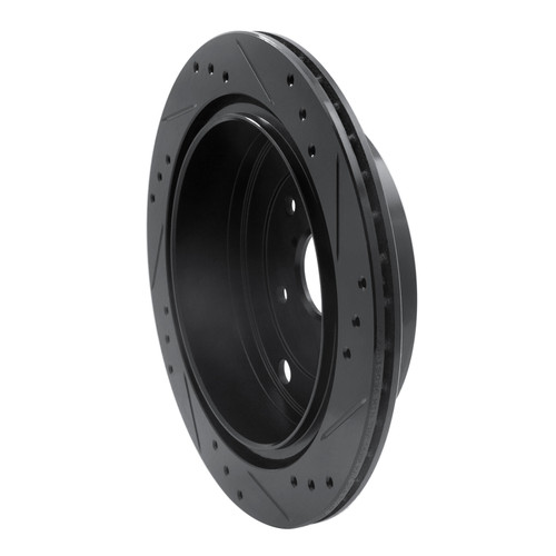 R1 06-14 Subaru Tribeca Rear Left Drilled & Slotted Black Brake Rotor