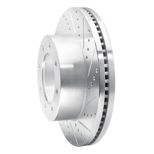 R1 2012-2025 Ford F-250 4WD (Super Duty) Front Right Drilled & Slotted Silver Brake Rotor