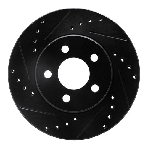 R1 86-90 Chrysler Town & Country Front Left Drilled & Slotted Black Brake Rotor