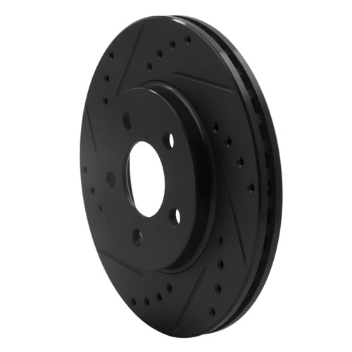 R1 86-90 Chrysler Town & Country Front Left Drilled & Slotted Black Brake Rotor