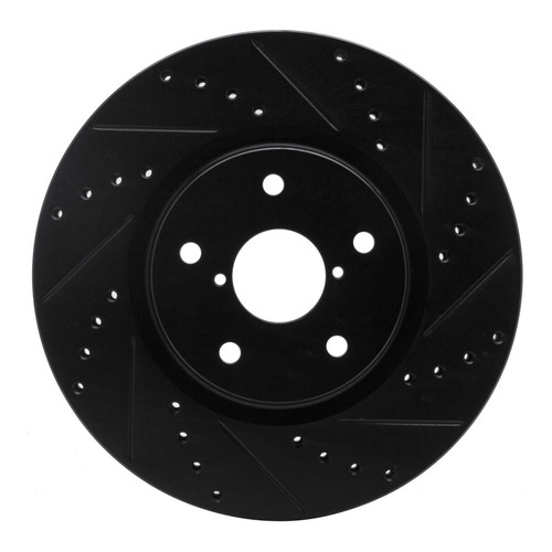 R1 06-21 Subaru Legacy Front Right Drilled & Slotted Black Brake Rotor