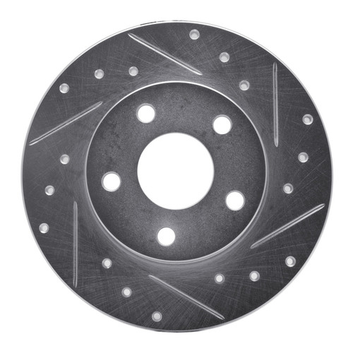 R1 1984-1987 Pontiac Fiero Rear Right Drilled & Slotted Silver Brake Rotor