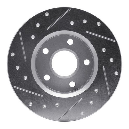 R1 1984-1987 Pontiac Fiero Rear Right Drilled & Slotted Silver Brake Rotor