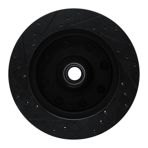 R1 78-97 Dodge B200 / B200 Van / B250 Front Right Drilled & Slotted Black Brake Rotor