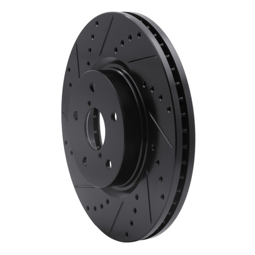 R1 06-21 Subaru Tribeca Front Left Drilled & Slotted Black Brake Rotor