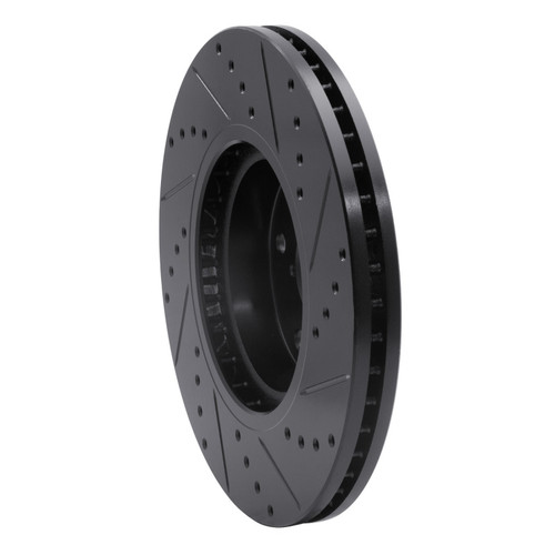 R1 06-21 Subaru Tribeca Front Left Drilled & Slotted Black Brake Rotor