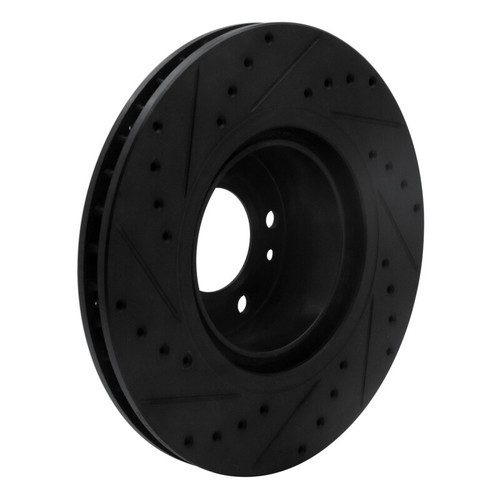 R1 93-97 BMW 850CI Front Right Drilled & Slotted Black Brake Rotor