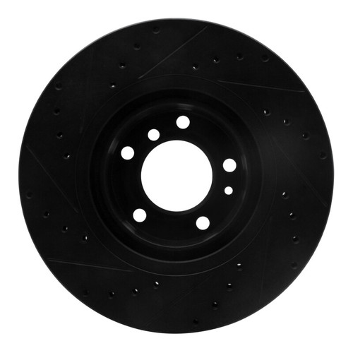 R1 93-97 BMW 850CI Front Right Drilled & Slotted Black Brake Rotor