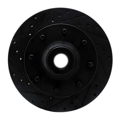 R1 78-97 Dodge B200 / B200 Van / B250 Front Left Drilled & Slotted Black Brake Rotor