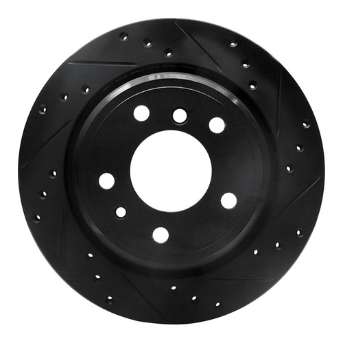 R1 91-95 BMW M5 Rear Right Drilled & Slotted Black Brake Rotor