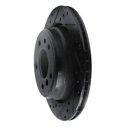 R1 91-95 BMW 540I Rear Left Drilled & Slotted Black Brake Rotor