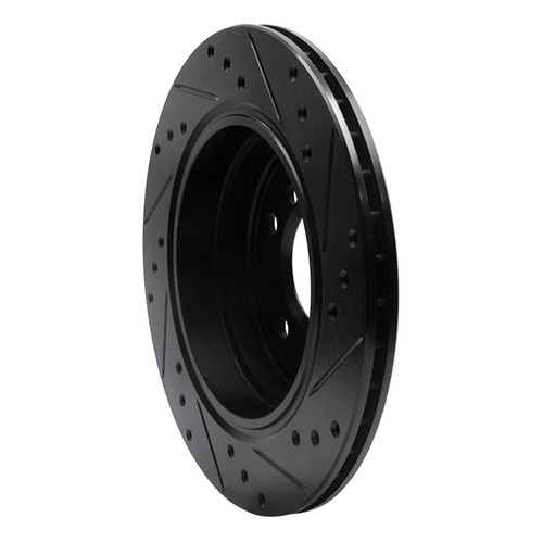 R1 91-95 BMW 540I Rear Left Drilled & Slotted Black Brake Rotor