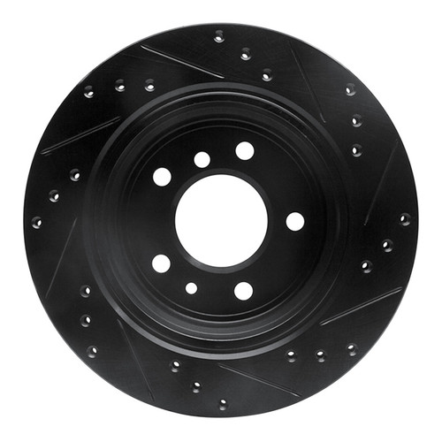 R1 91-95 BMW 540I Rear Left Drilled & Slotted Black Brake Rotor