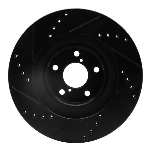 R1 01-08 Saab 9-2X Front Right Drilled & Slotted Black Brake Rotor