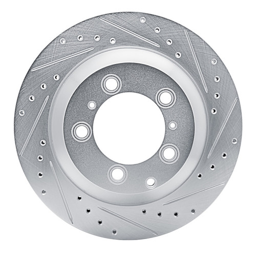 R1 2019-2023 Porsche Cayenne Rear Right Drilled & Slotted Silver Brake Rotor