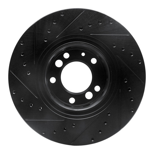 R1 91-93 BMW M5 Front Right Drilled & Slotted Black Brake Rotor