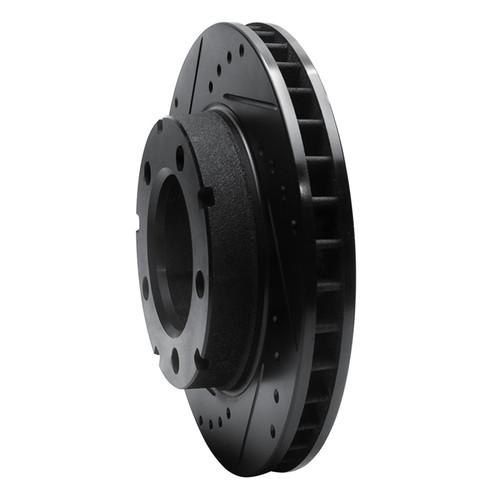 R1 80-93 Dodge Ramcharger 4WD Front Left Drilled & Slotted Black Brake Rotor